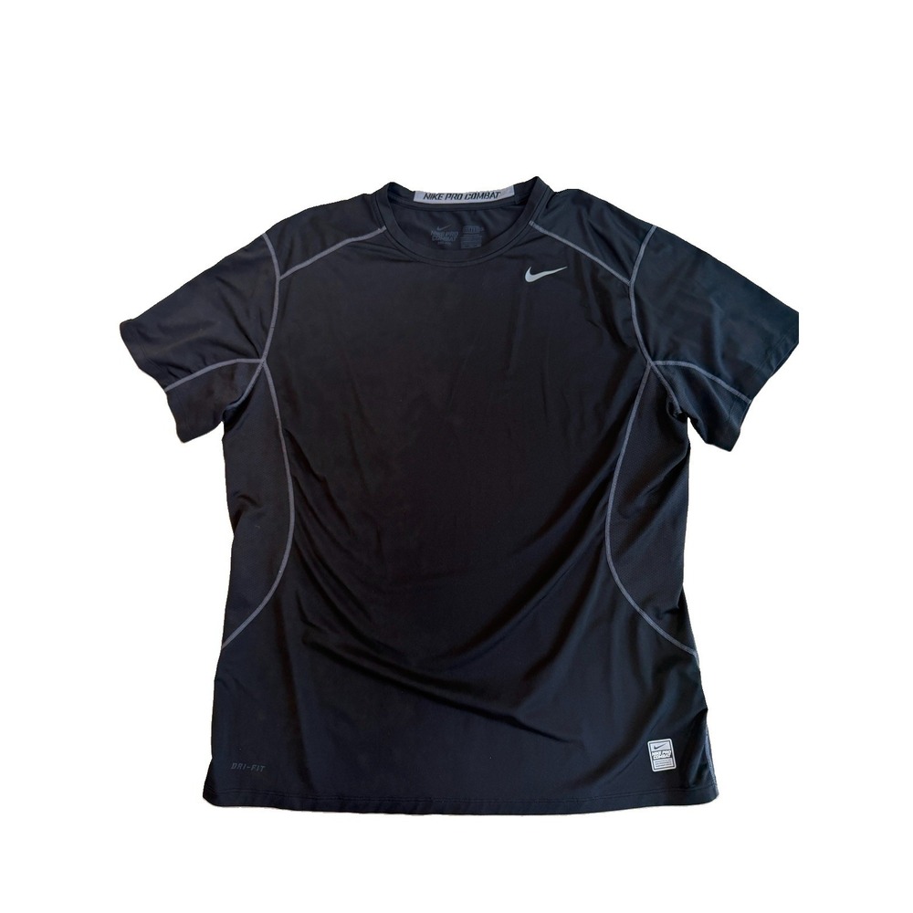 Nike Pro Combat Compression Shirt Mens XXL Dri-FIT Black Athletic Training Tee